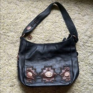 Black and Brown Studded Shoulder Bag